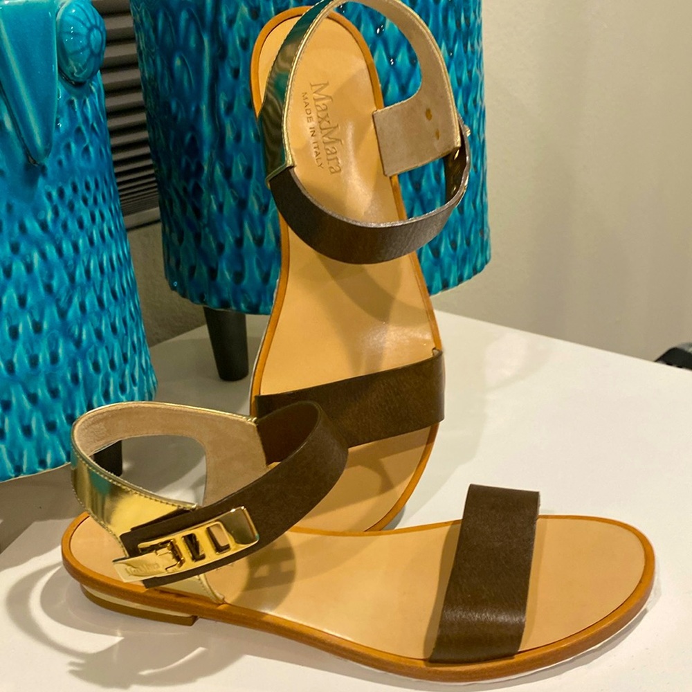 🌟NEVER WORN🌟MaxMara metallic heel sandals